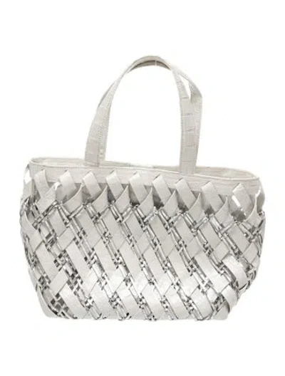 Pre-owned Nancy Gonzalez Crocodile Top Handle Bag In White