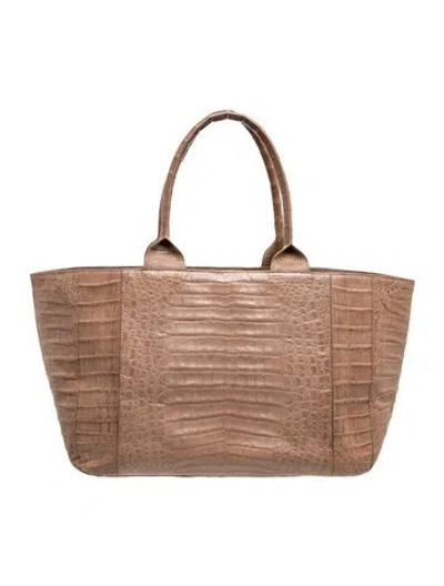 Pre-owned Nancy Gonzalez Crocodile Tote In Brown