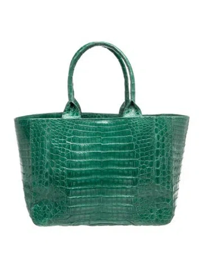 Pre-owned Nancy Gonzalez Crocodile Tote In Green