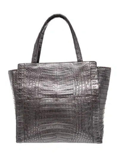 Pre-owned Nancy Gonzalez Crocodile Tote In Grey