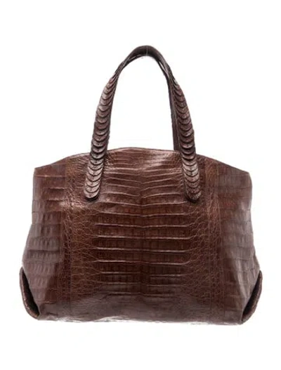 Pre-owned Nancy Gonzalez Crocodile Tote In Grey