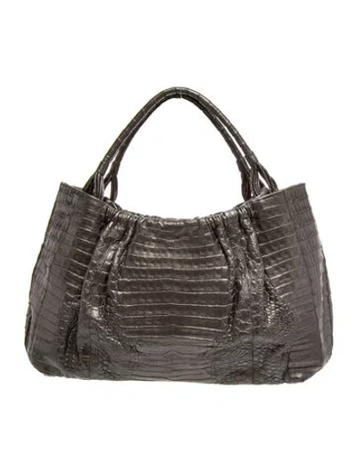 Pre-owned Nancy Gonzalez Crocodile Tote In Grey