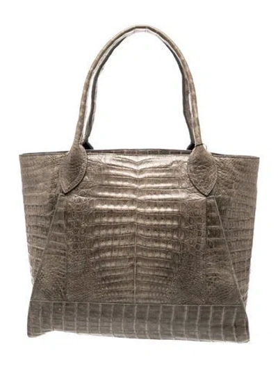 Pre-owned Nancy Gonzalez Crocodile Tote In Grey
