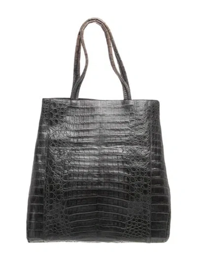 Pre-owned Nancy Gonzalez Crocodile Tote In Grey