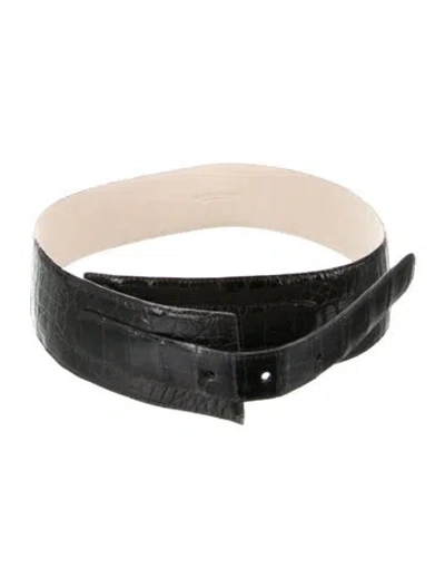 Pre-owned Nancy Gonzalez Crocodile Waist Belt In Black
