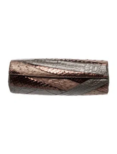 Pre-owned Nancy Gonzalez Leather Minaudière In Brown