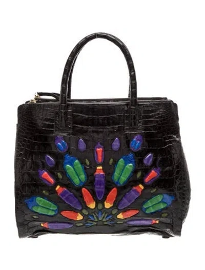 Pre-owned Nancy Gonzalez Leather Top Handle Bag In Black