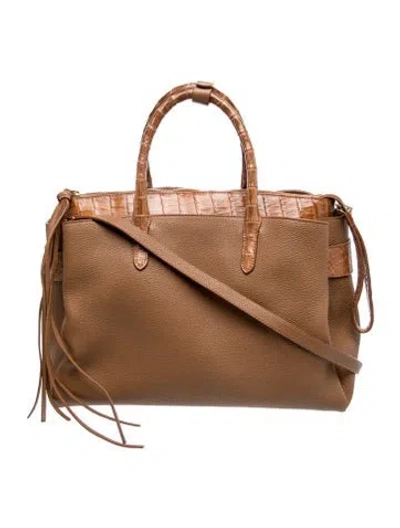 Pre-owned Nancy Gonzalez Leather Top Handle Bag In Brown