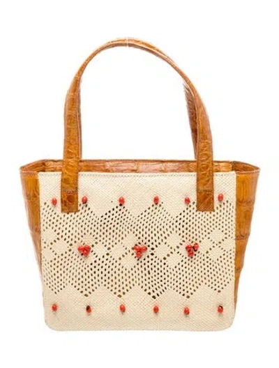 Pre-owned Nancy Gonzalez Leather Top Handle Bag In Neutral