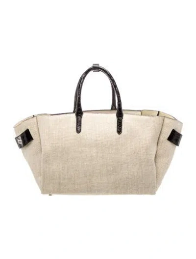 Pre-owned Nancy Gonzalez Leather Weekender Bag In White