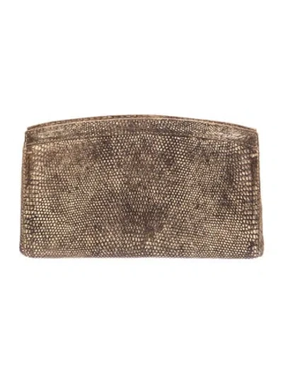 Pre-owned Nancy Gonzalez Lizard Clutch In Red