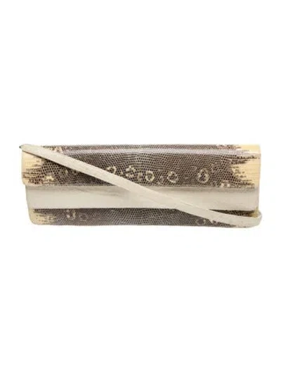 Pre-owned Nancy Gonzalez Lizard Minaudière In Neutrals
