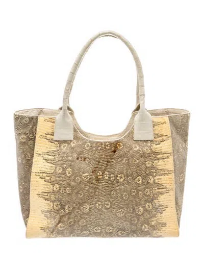 Pre-owned Nancy Gonzalez Lizard Shoulder Bag In Neutrals