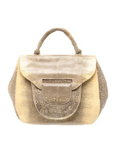 Pre-owned Nancy Gonzalez Lizard Top Handle Bag In Neutrals