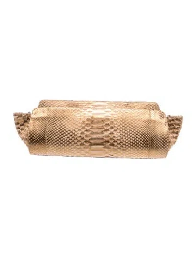 Pre-owned Nancy Gonzalez Python Clutch In Metallic