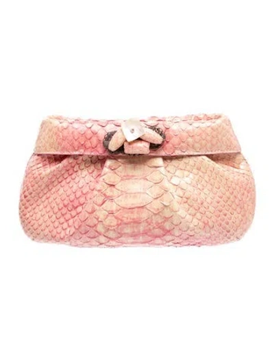 Pre-owned Nancy Gonzalez Python Clutch In Multi
