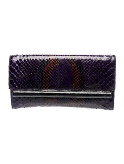 Pre-owned Nancy Gonzalez Python Clutch In Purple