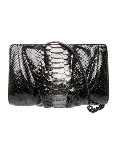 Pre-owned Nancy Gonzalez Python Crossbody Bag In Black
