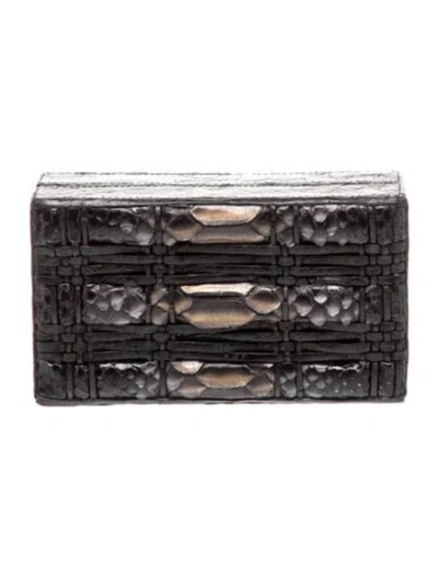 Pre-owned Nancy Gonzalez Python Evening Bag In Black