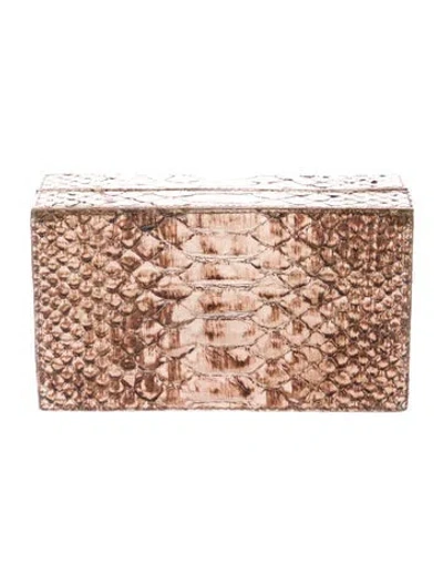 Pre-owned Nancy Gonzalez Python Minaudière In Brown