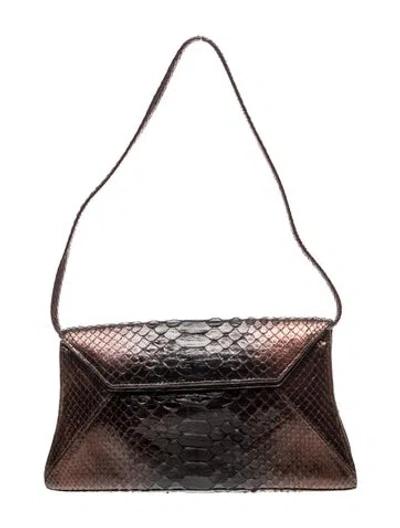 Pre-owned Nancy Gonzalez Python Shoulder Bag In Brown