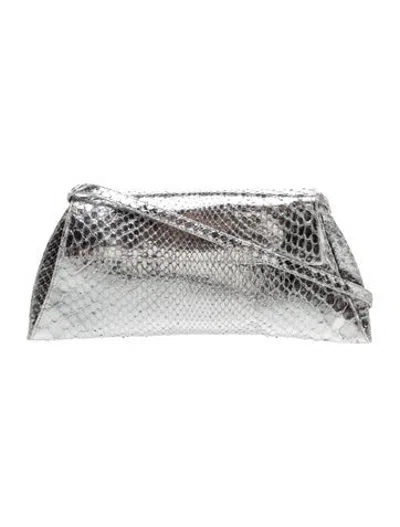 Pre-owned Nancy Gonzalez Python Shoulder Bag In Silver