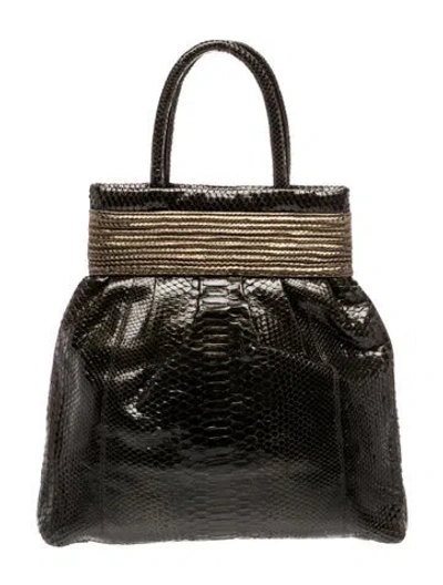 Pre-owned Nancy Gonzalez Python Top Handle Bag In Brown