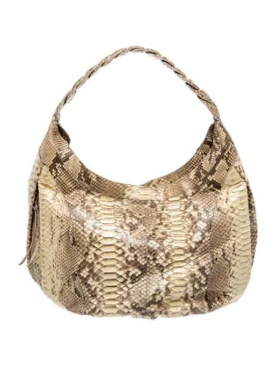 Pre-owned Nancy Gonzalez Python Top Handle Bag In Neutral