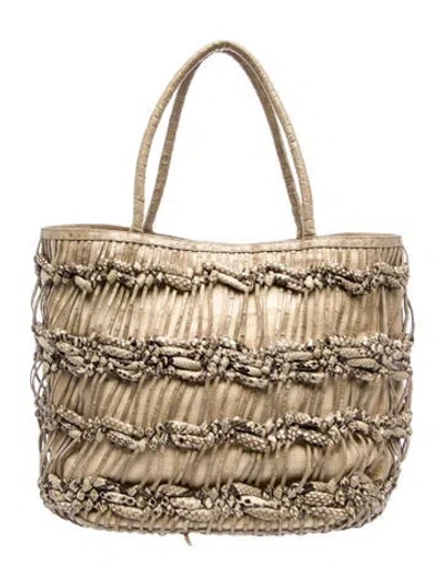Pre-owned Nancy Gonzalez Python Tote In Neutral