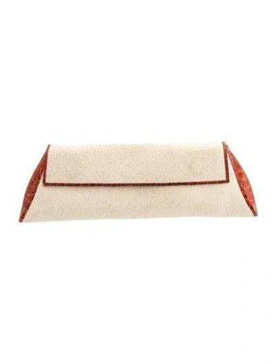 Pre-owned Nancy Gonzalez Raffia Clutch In Neutral