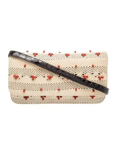Pre-owned Nancy Gonzalez Raffia Shoulder Bag In Neutrals