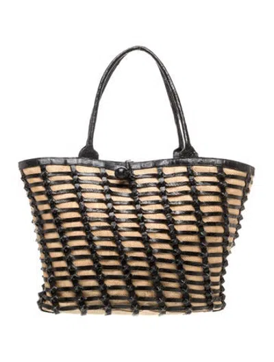 Pre-owned Nancy Gonzalez Raffia Tote In Neutrals