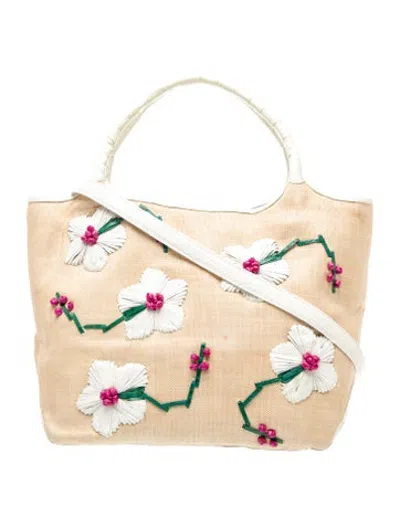 Pre-owned Nancy Gonzalez Raffia Tote In Neutrals/white