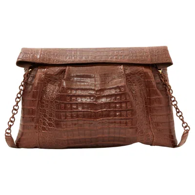 Pre-owned Nancy Gonzalez Sac Pochette Cuir Clear Brown Precious Leather Bag Clutch