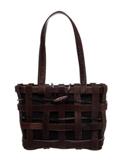 Pre-owned Nancy Gonzalez Satin Shoulder Bag In Brown