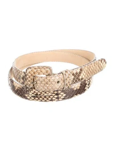 Pre-owned Nancy Gonzalez Skinny Snakeskin Waist Belt In Brown/neutrals