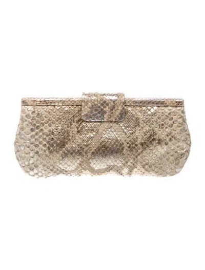 Pre-owned Nancy Gonzalez Snakeskin Clutch In Gold