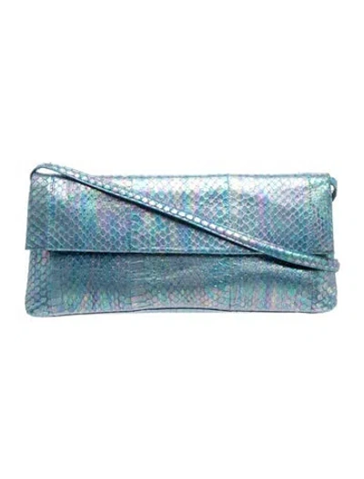 Pre-owned Nancy Gonzalez Snakeskin Shoulder Bag In Blue