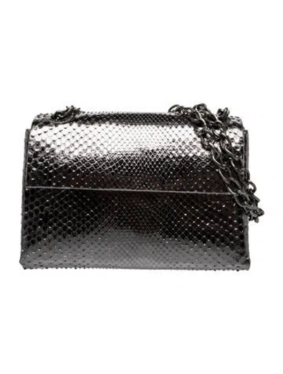Pre-owned Nancy Gonzalez Snakeskin Shoulder Bag In Silver