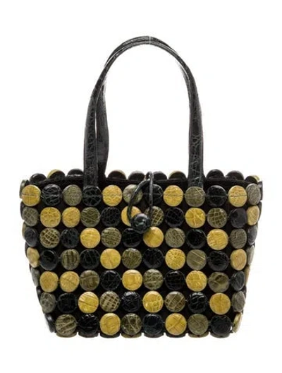 Pre-owned Nancy Gonzalez Snakeskin Top Handle Bag In Green
