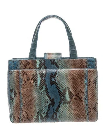 Pre-owned Nancy Gonzalez Snakeskin Top Handle Bag In Multi