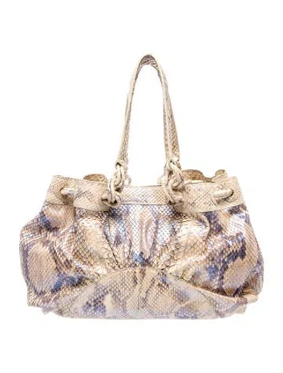 Pre-owned Nancy Gonzalez Snakeskin Top Handle Bag In Neutral