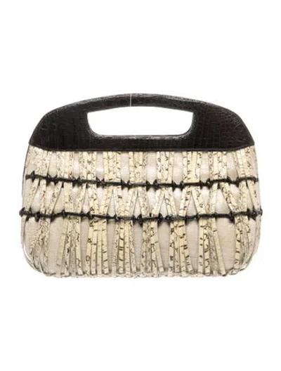 Pre-owned Nancy Gonzalez Snakeskin Top Handle Bag In Neutral