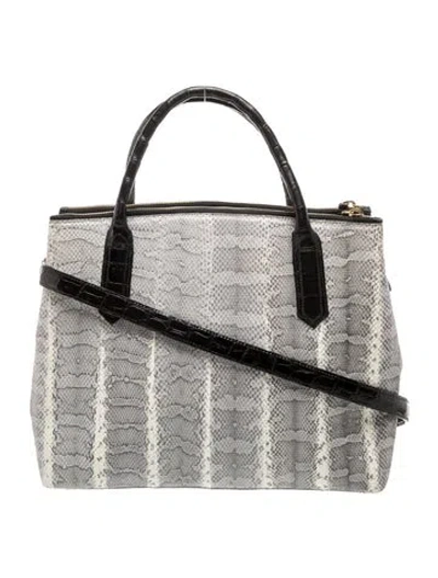 Pre-owned Nancy Gonzalez Snakeskin Top Handle Bag W/ Tags In Gray