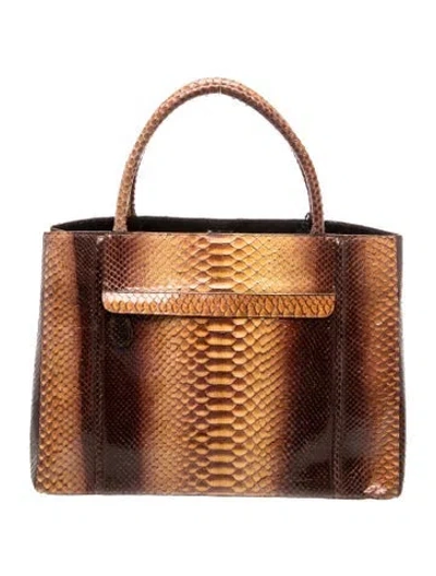 Pre-owned Nancy Gonzalez Snakeskin Tote Large In Brown