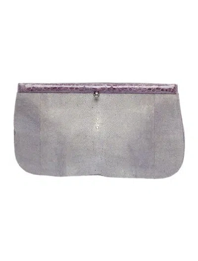 Pre-owned Nancy Gonzalez Stingray Clutch In Gray