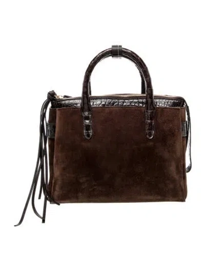 Pre-owned Nancy Gonzalez Suede Top Handle Bag In Brown