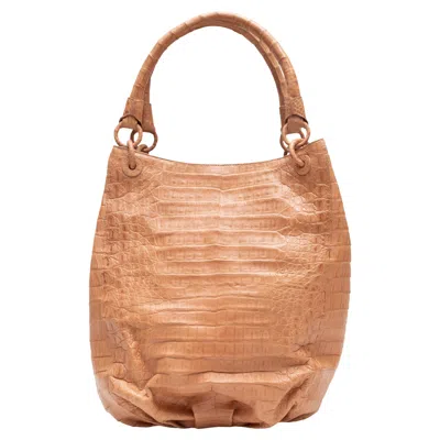 Pre-owned Nancy Gonzalez Tan  Large Crocodile Bucket Bag In Brown