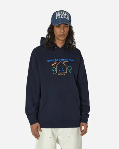 Nancy Never Go Outside Again Hoodie Navy In Blue