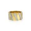 Nancy Newberg Diamond Striped Cigar Band In Yellow Gold,white Diamonds